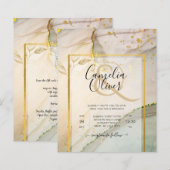 カキ真珠金ゴールド結婚アルコールインク抽象芸術 (正面/裏面)