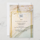 カキ真珠金ゴールド結婚アルコールインク抽象芸術 招待状 (裏面)