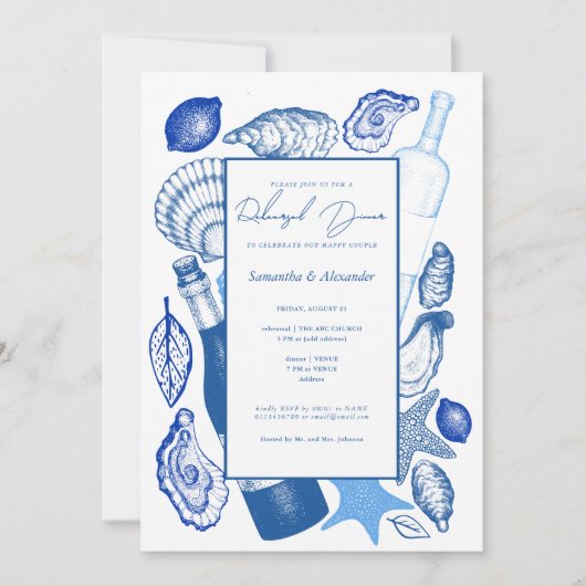 カキ結婚ーのリハーサルディナー歓迎パーティー 招待状 (正面)