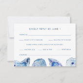 カキ結婚ーの食事オプション青い水色 出欠カード (正面)