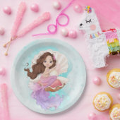 カキ貝の海の人魚（ブルネット）の下 ペーパープレート (パーティー)