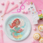 カキ貝の海の人魚(黒い肌)の下 ペーパープレート (パーティー)