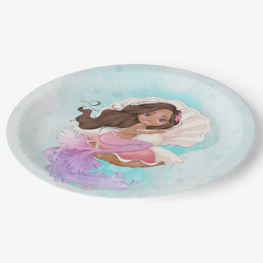 カキ貝の海の人魚(黒い肌)の下 ペーパープレート (アングル)