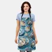 カキ貝の貝模様 エプロン (着用した状態)