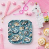 カキ貝の貝模様 ペーパープレート (パーティー)