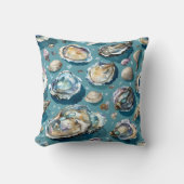 カキ貝の貝類の模様（青） クッション (正面)