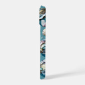 カキ貝の貝類の模様(青) iPhone 15ケース (左側面)