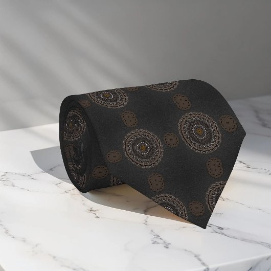 カキ・クロコディラス・ポロソス曼荼羅の模様 ネクタイ