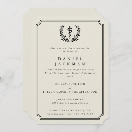 カキ/ブラックアスクレピオス医科学校卒業 招待状 (正面/裏面)