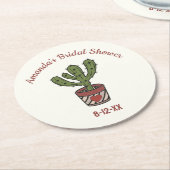 カクステーマのウェディングシャワー パーソナライズド ラウンドペーパーコースター (アングル)