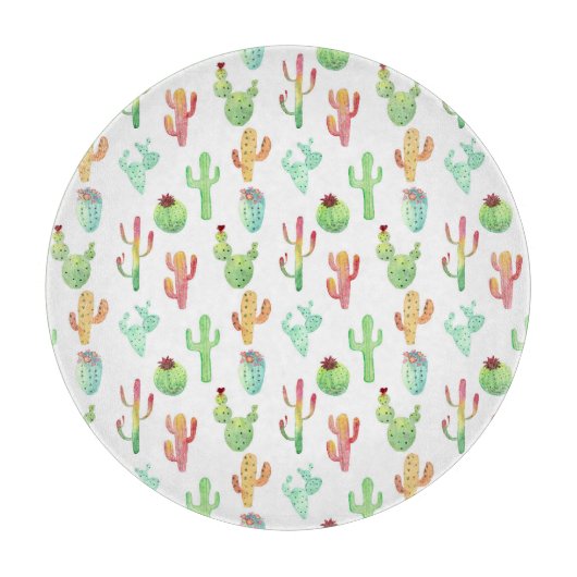 カクタスパステル水彩模様 カッティングボード (正面)