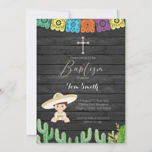 カクタスフィエスタボーイバプテスマ《キリスト教》洗礼式や命名式招待状 招待状 (正面)