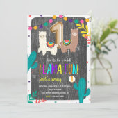 カクタスラマおもしろい第1誕生日招待状 招待状 (スタンド正面)