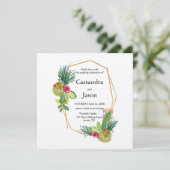 カクタス幾何学ゴールドフレームウェディング 招待状 (スタンド正面)