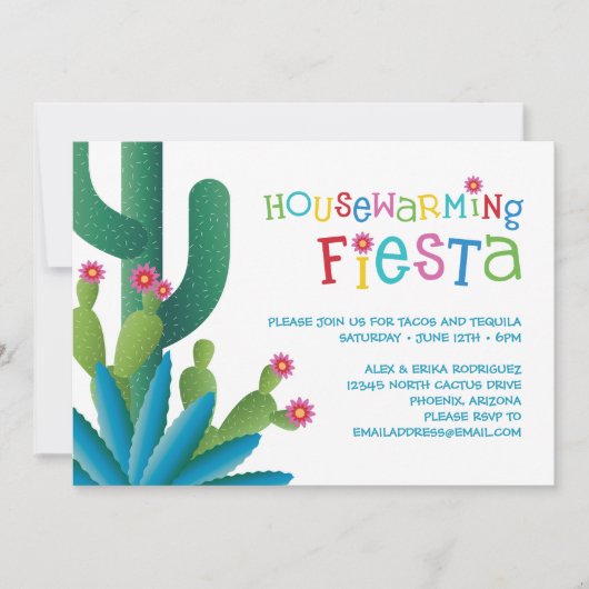 カクタス引っ越し祝いパーティーフィエスタパーティー 招待状 (正面)