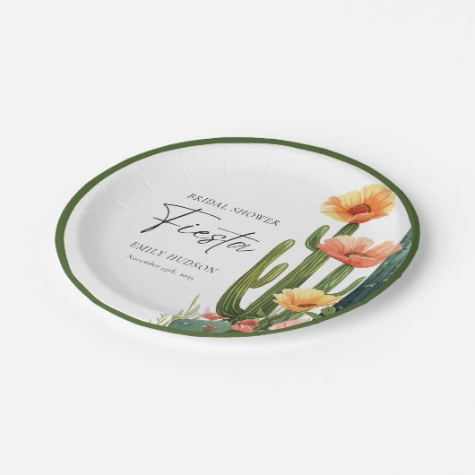 カクタス・フィエスタ・フラワーブライダルシャワー ペーパープレート (アングル)