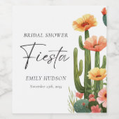 カクタス・フィエスタ・フローラル・ブライダルシャワー ワインラベル (シングルラベル)