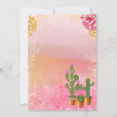 カクタス |全羅間おもしろいガール1歳の誕生日パーティー 招待状 (裏面)