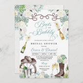 カクティウェスタンブーツ&バブリーブライダルシャワー 招待状 (正面/裏面)