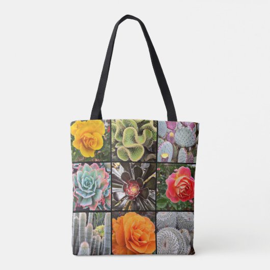 カクティバラ花写真集モダン団はっきりした トートバッグ (裏面)