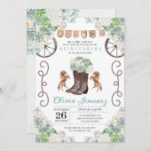 カクティフローラウェスタン女性のカーボーイブーツキンセアニェラ 招待状 (正面/裏面)