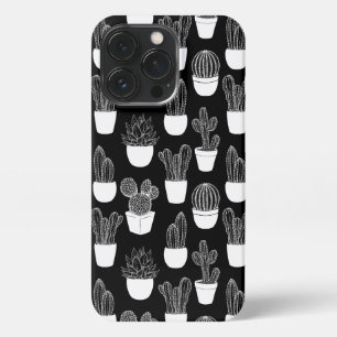カクティホワイトラインアートパターン iPhone 13 PROケース