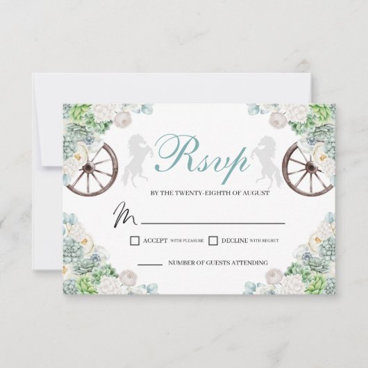 カクティミントグリーンウェスタンキンセアニェラRSVPカード 出欠カード (正面)