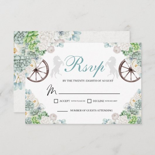 カクティミントグリーンウェスタンキンセアニェラRSVPカード 出欠カード (正面/裏面)