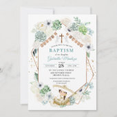 カクティメキシコフローラベビーガールシャルラバプテスマ 招待状 (正面)