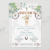 カクティメキシコフローラ男の赤ちゃんシャルロバプテスマ 招待状 (正面/裏面)