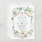 カクティメキシコフローラ男の赤ちゃんシャルロバプテスマ 招待状 (正面)