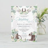 カクティーフローラミントグリーンウェスタンカウボーイ結婚ズ 招待状 (スタンド正面)