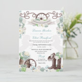 カクティーフローラミントグリーンウェスタンカウボーイ結婚ズ 招待状 (スタンド正面)