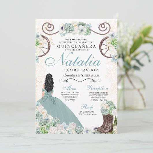 カクティーフローラミントグリーンウエスタンチャラキンセアニェラ 招待状 (スタンド正面)