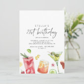 カクテカラフルル |おもしろいかわいい21歳の誕生日パーティー 招待状 (スタンド正面)