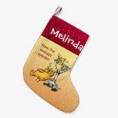 カクテパーソナライズされたル&子猫ホリデースピリッツ スモールクリスマスストッキング (正面 (吊り時))