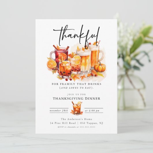 カクテルおもしろい感謝祭ディナー 招待状 (スタンド正面)