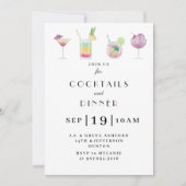 カクテルおよび飲み物のパーティの招待状 招待状 (正面)