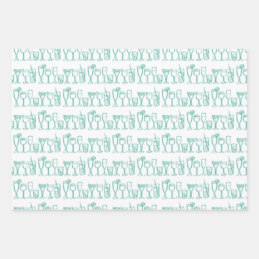 カクテルお洒落ドリンクワインパーティーカラフルギフト ラッピングペーパーシート (正面2)