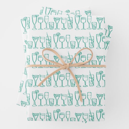 カクテルお洒落ドリンクワインパーティーカラフルギフト ラッピングペーパーシート (インサイチュ)