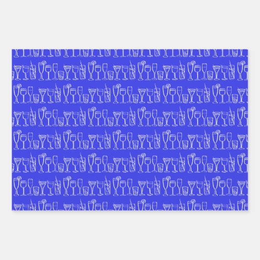 カクテルお洒落ドリンクワインパーティーブルーギフト ラッピングペーパーシート (正面2)