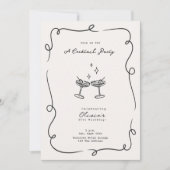 カクテルお洒落ミニマル誕生日パーティー 招待状 (正面)