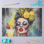 カクテルかわいこちゃん- Pina Colada Girl Decopage 薄葉紙 (クラフト)