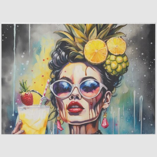 カクテルかわいこちゃん- Pina Colada Girl Decopage 薄葉紙 (正面)
