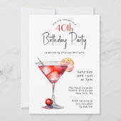 カクテルとおもしろい40歳の誕生日パーティー 招待状 (正面)