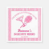 カクテルとカントリークラブのテニスバチェロレッテ スタンダードカクテルナプキン (正面)