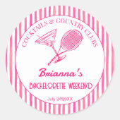 カクテルとカントリークラブのテニスバチェロレッテ ラウンドシール (正面)