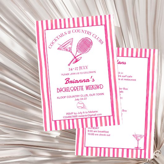 カクテルとカントリークラブのテニス ブライズメイド 招待状