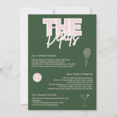 カクテルとカントリークラブのバチェロレッテ日程 招待状 (裏面)