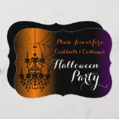 カクテルとコスチュームシャンデリアハローウィンパーティ 招待状 (正面/裏面)